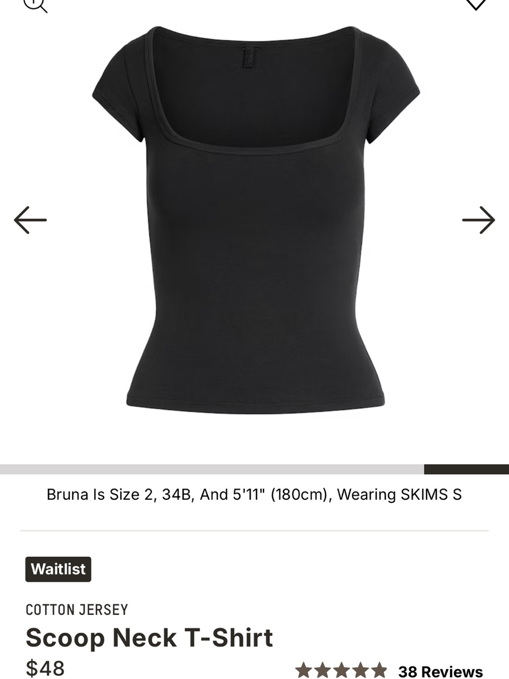 SKIMS Women's Scoop Neck Black Cotton Jersey Top